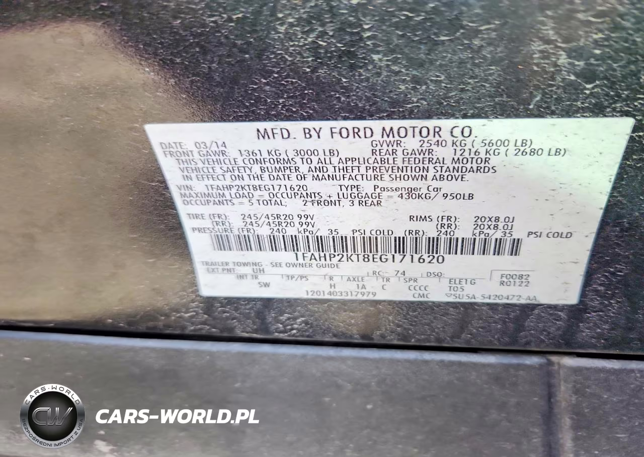 2014 Ford Taurus Sho VIN:1FAHP2KT8EG171620 - 12