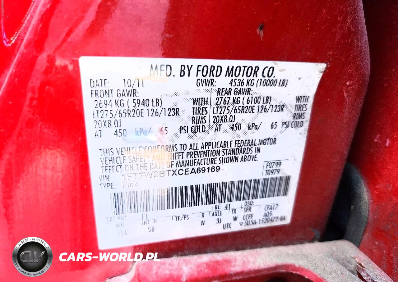 2012 Ford F250 Super Duty VIN:1FT7W2BTXCEA69169 - 12