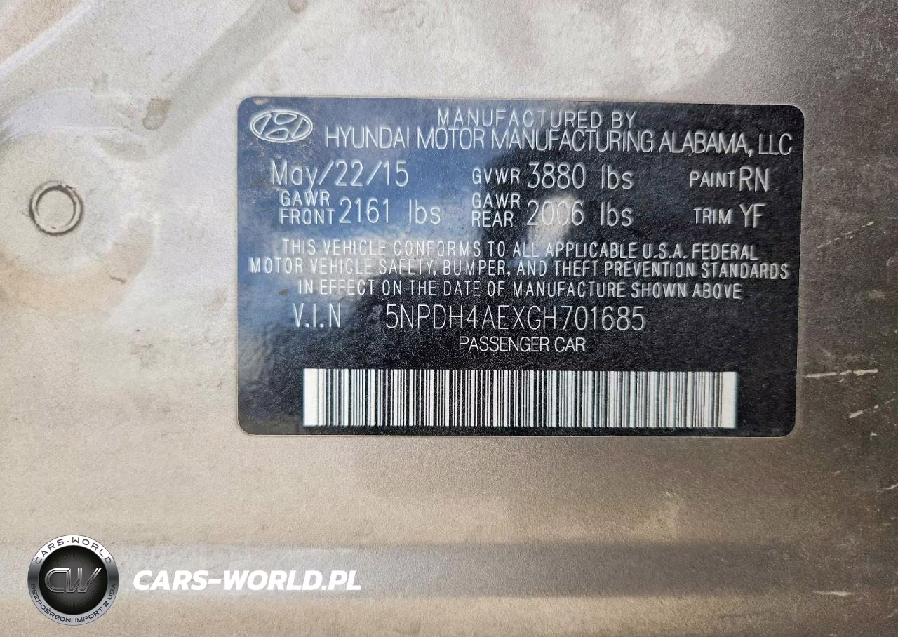 2016 Hyundai Elantra Se VIN:5NPDH4AEXGH701685 - 12