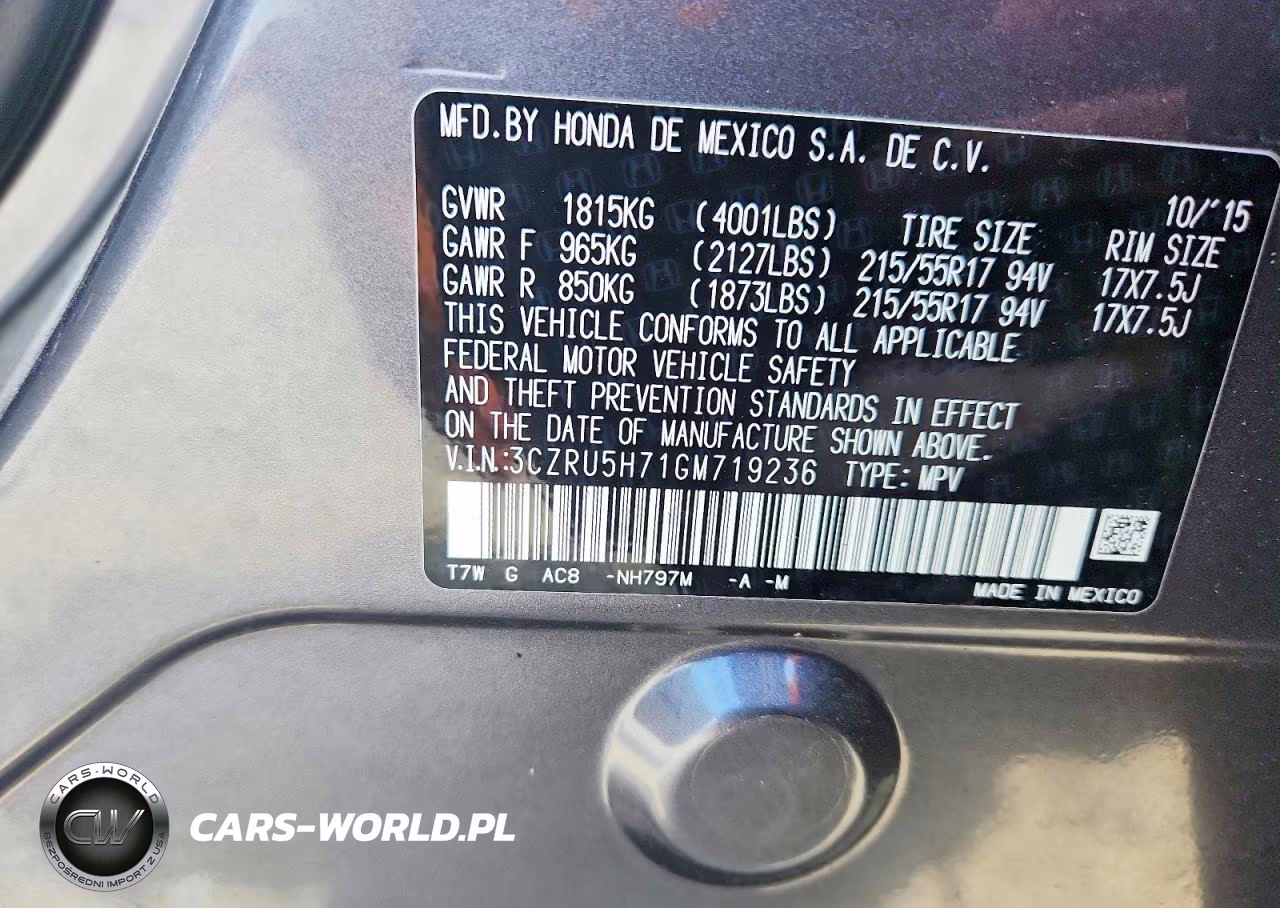 2016 Honda Hr-V Exl VIN:3CZRU5H71GM719236 - 13