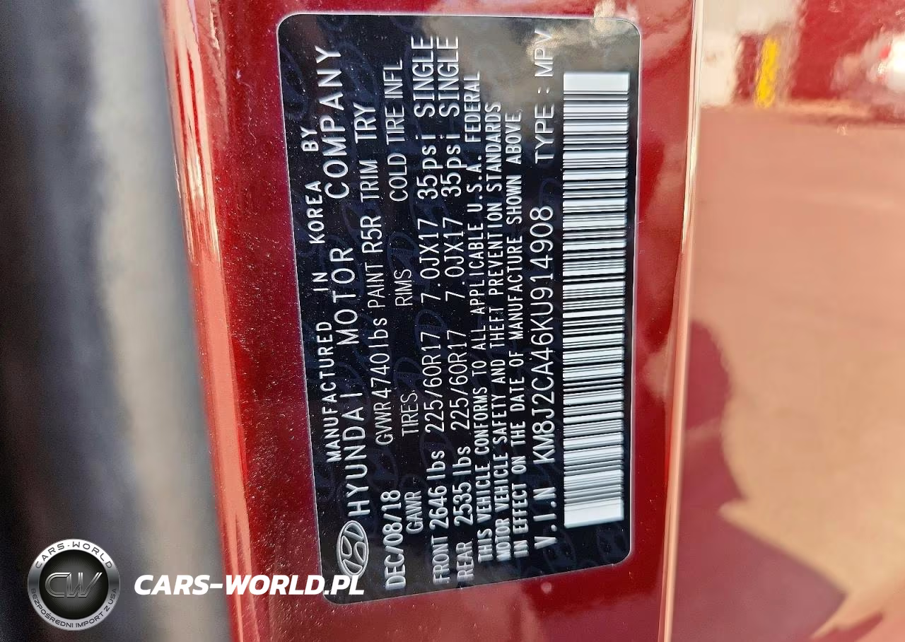 2019 Hyundai Tucson Se VIN:KM8J2CA46KU914908 - 13