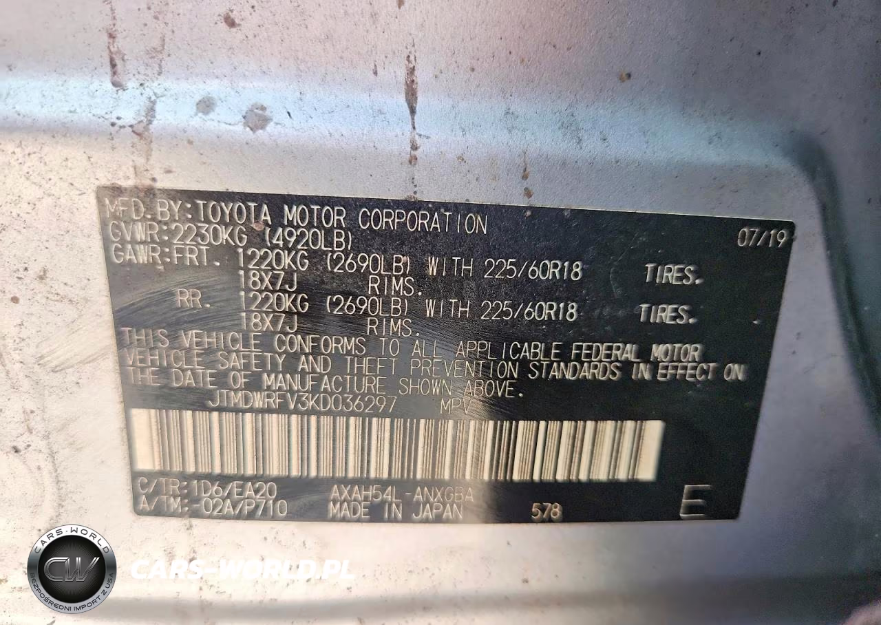 2019 Toyota Rav4 Limited VIN:JTMDWRFV3KD036297 - 14