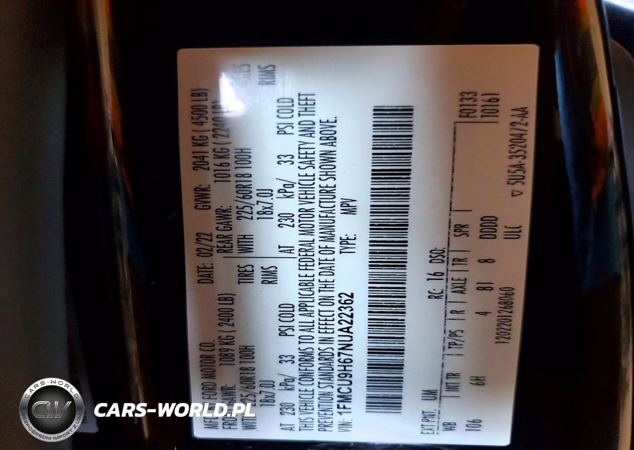 2022 Ford Escape Sel VIN:1FMCU9H67NUA22362 - 12