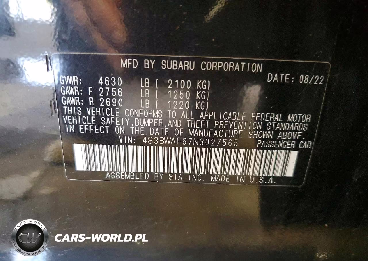 2022 Subaru Legacy Premium VIN:4S3BWAF67N3027565 - 13