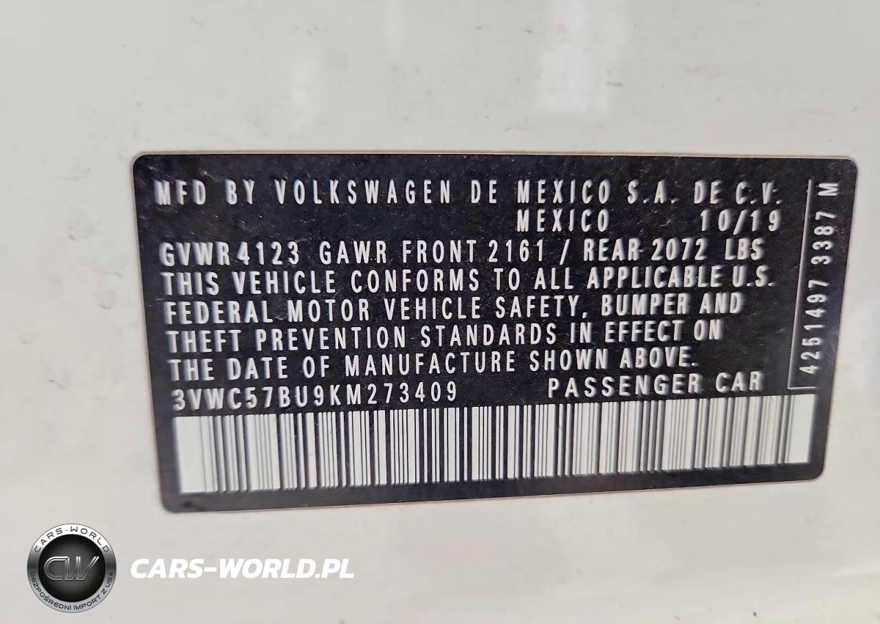 2019 Volkswagen Jetta S VIN:3VWC57BU9KM273409 - 12