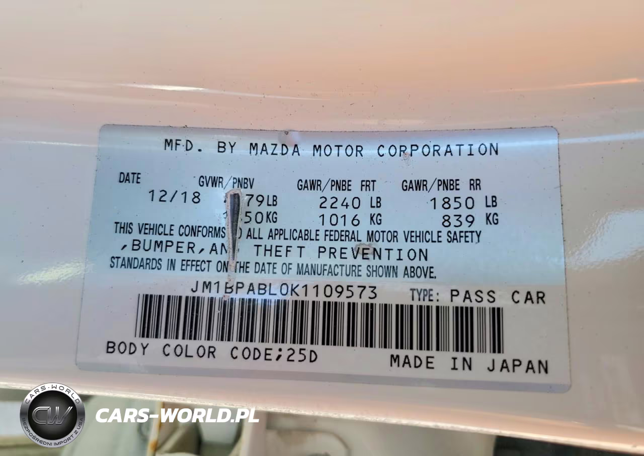 2019 Mazda 3 VIN:JM1BPABL0K1109573 - 13