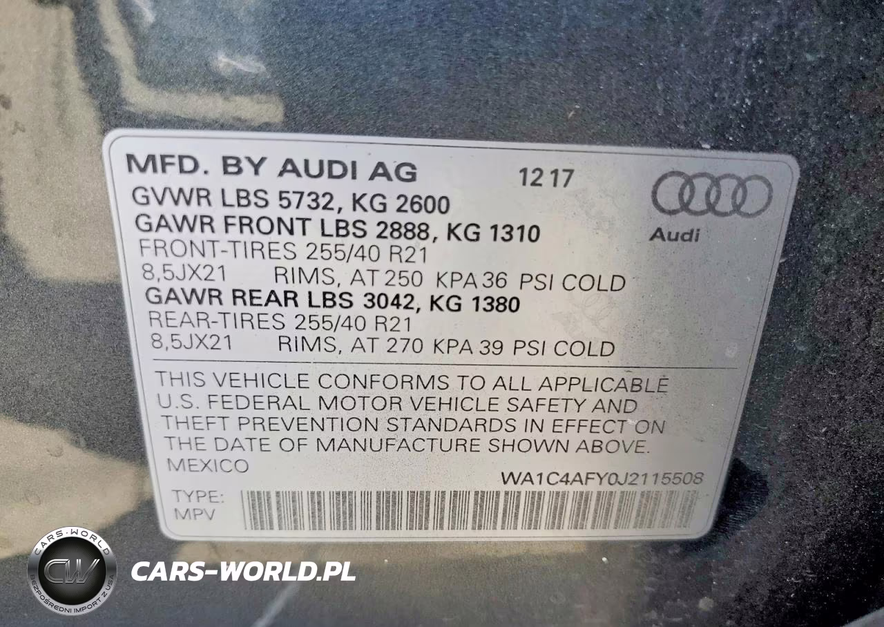 2018 Audi Sq5 Prestige VIN:WA1C4AFY0J2115508 - 13
