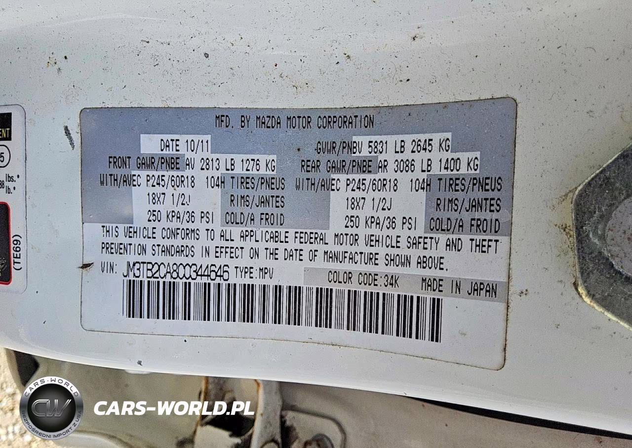 2012 Mazda Cx-9 VIN:JM3TB2CA8C0344646 - 12