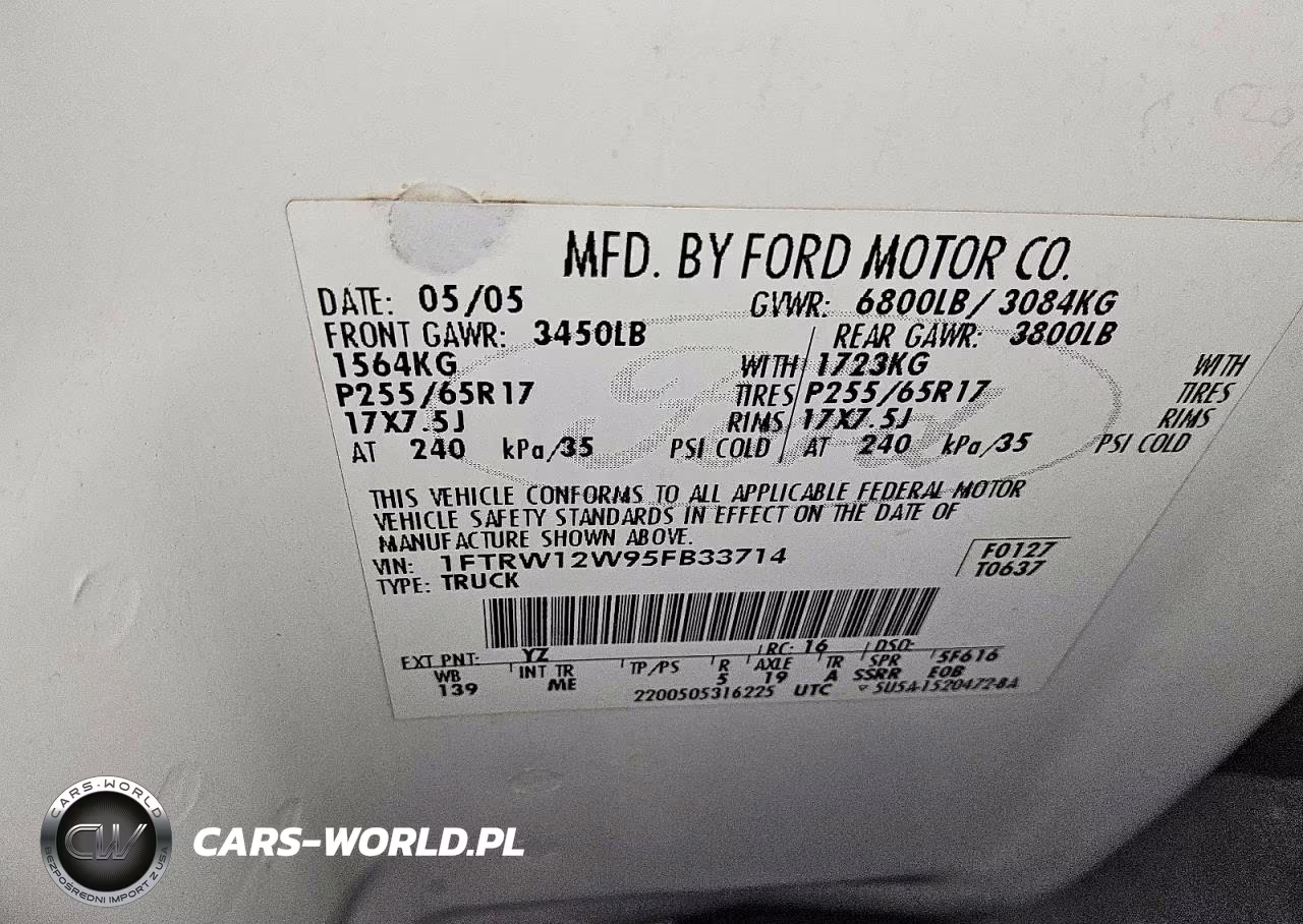 2005 Ford F150 Supercrew VIN:1FTRW12W95FB33714 - 12