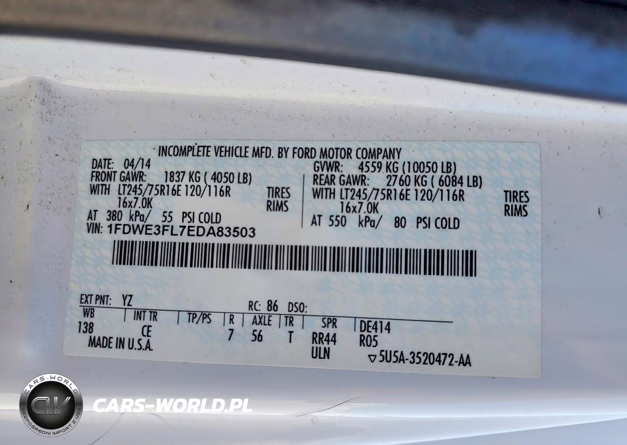 2014 Ford Econoline E350 Super Duty Cutaway Van VIN:1FDWE3FL7EDA83503 - 12