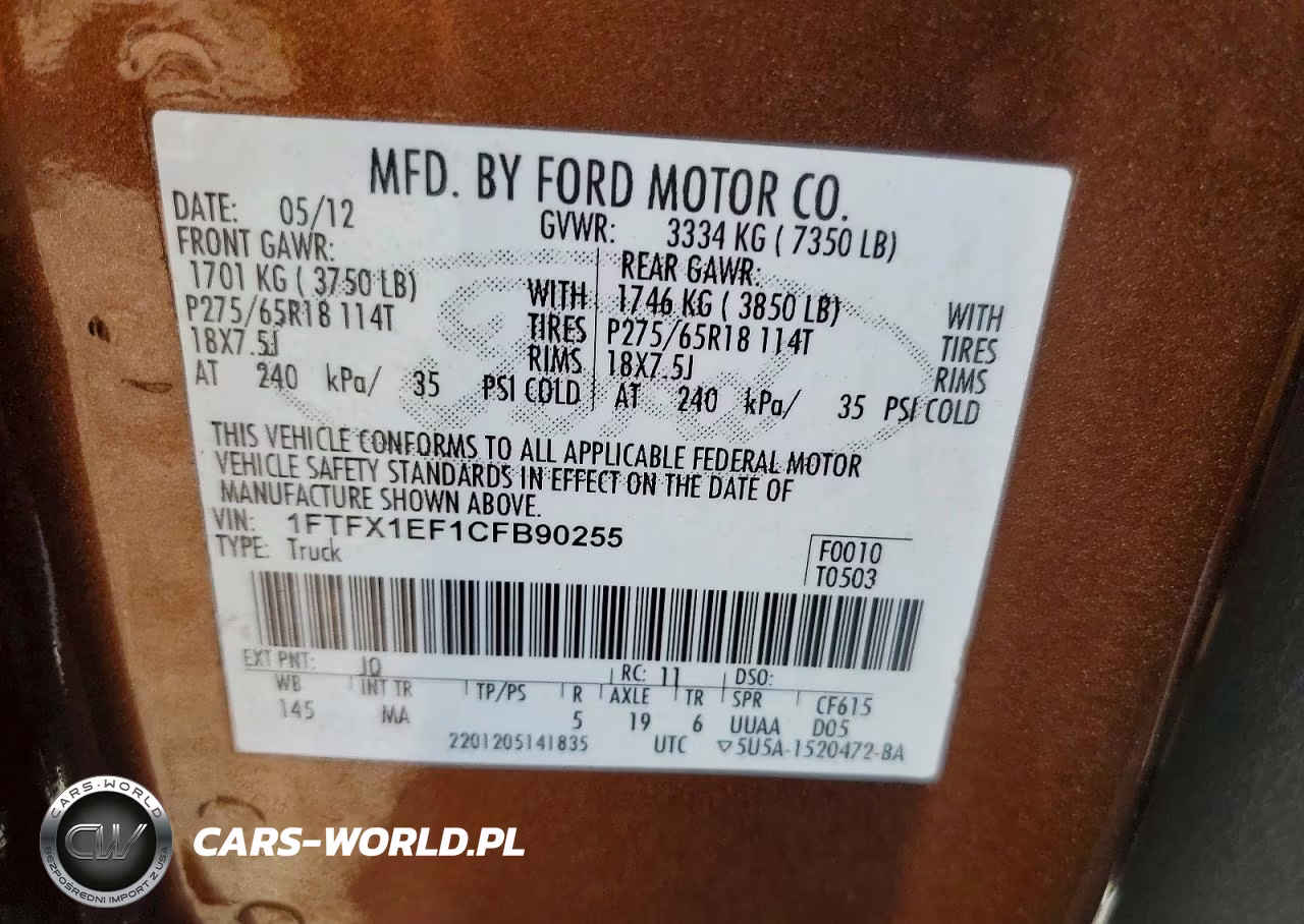 2012 Ford F150 Super Cab VIN:1FTFX1EF1CFB90255 - 12