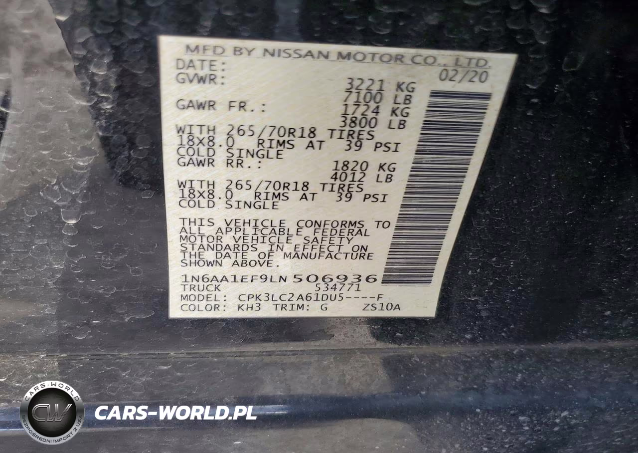 2020 Nissan Titan Sv VIN:1N6AA1EF9LN506936 - 12