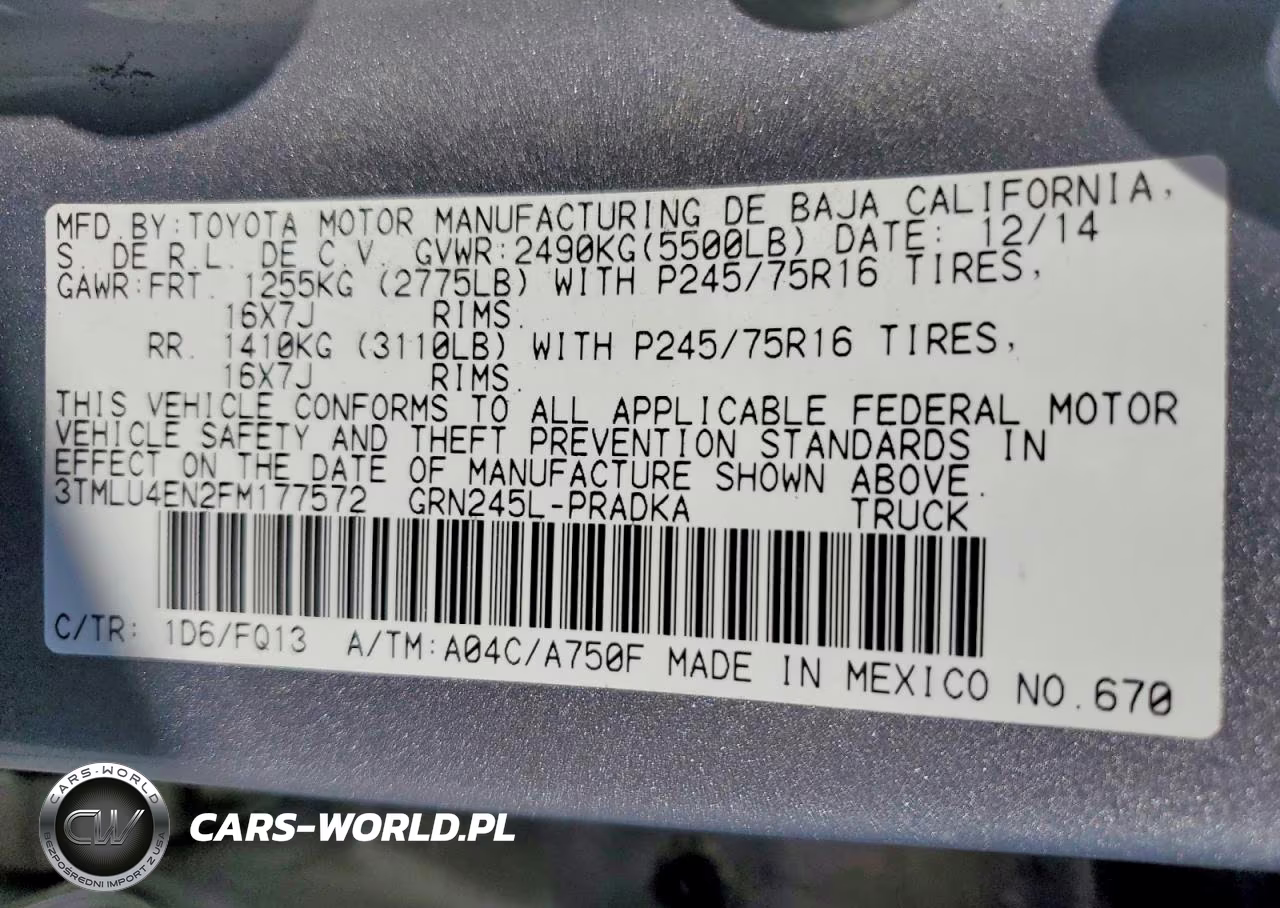 2015 Toyota Tacoma V6 VIN:3TMLU4EN2FM177572 - 13
