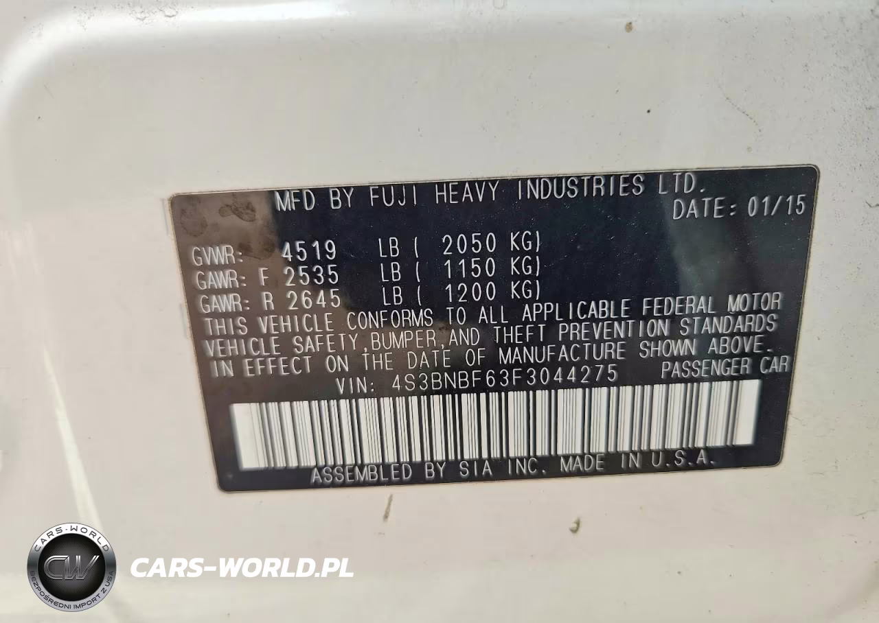 2015 Subaru Legacy 2.5I Premium VIN:4S3BNBF63F3044275 - 13