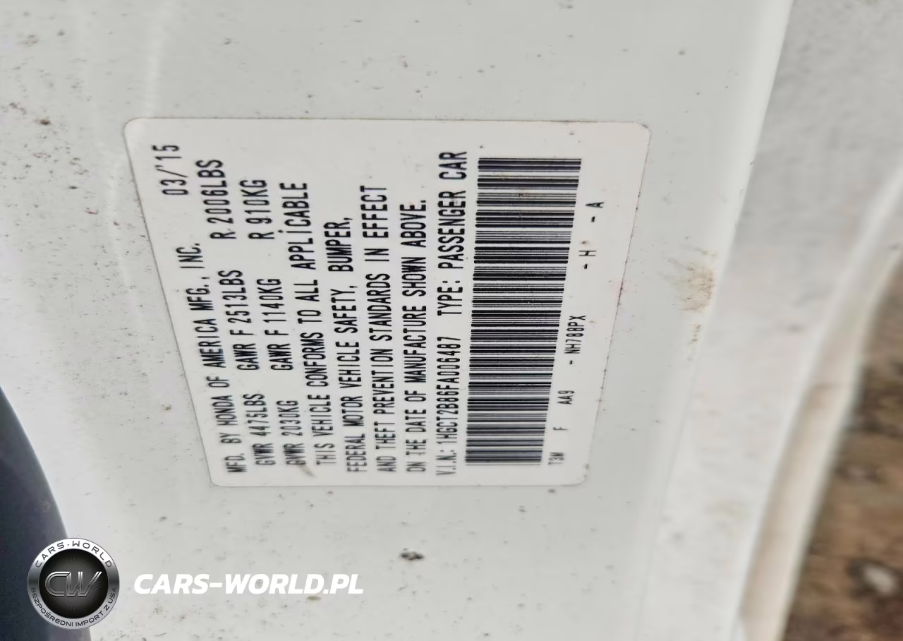 2015 Honda Accord Exl VIN:1HGCT2B86FA006487 - 12
