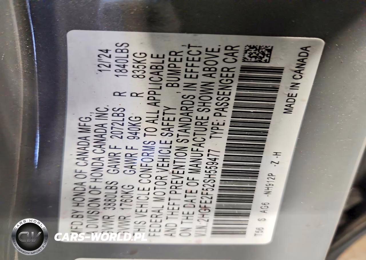 2025 Honda Civic Sport VIN:2HGFE2F52SH559477 - 13