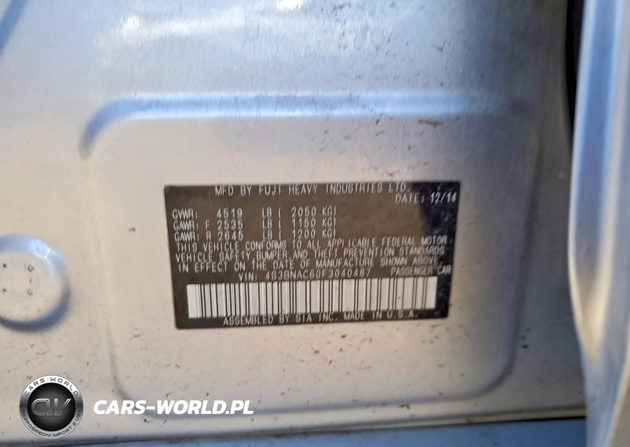 2015 Subaru Legacy 2.5I Premium VIN:4S3BNAC60F3040487 - 12