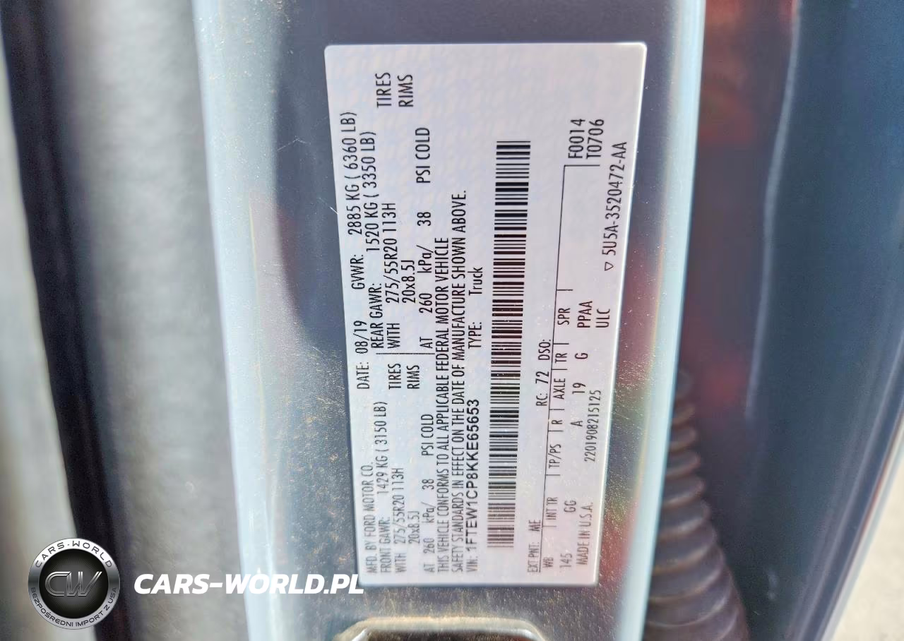 2019 Ford F150 Supercrew VIN:1FTEW1CP8KKE65653 - 12