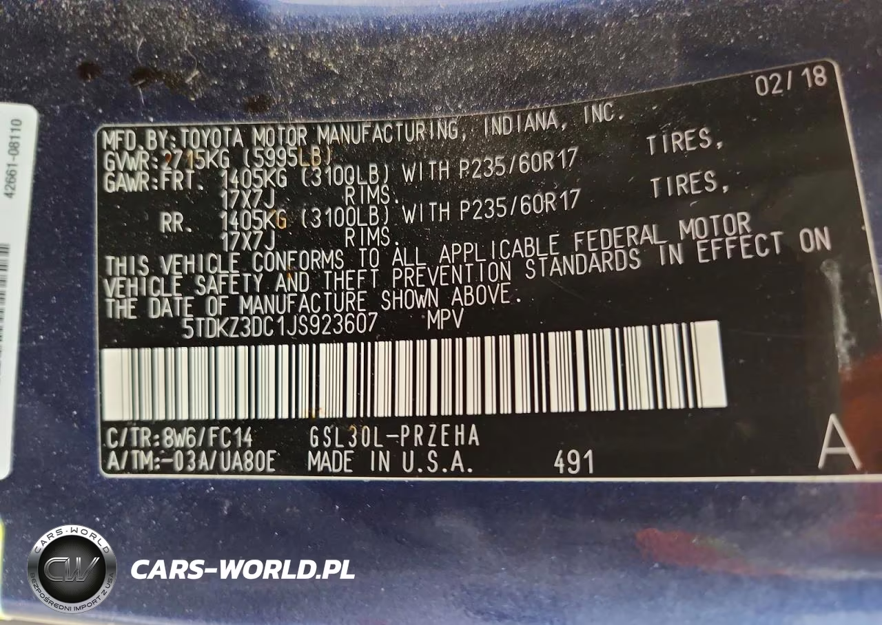 2018 Toyota Sienna Le VIN:5TDKZ3DC1JS923607 - 13
