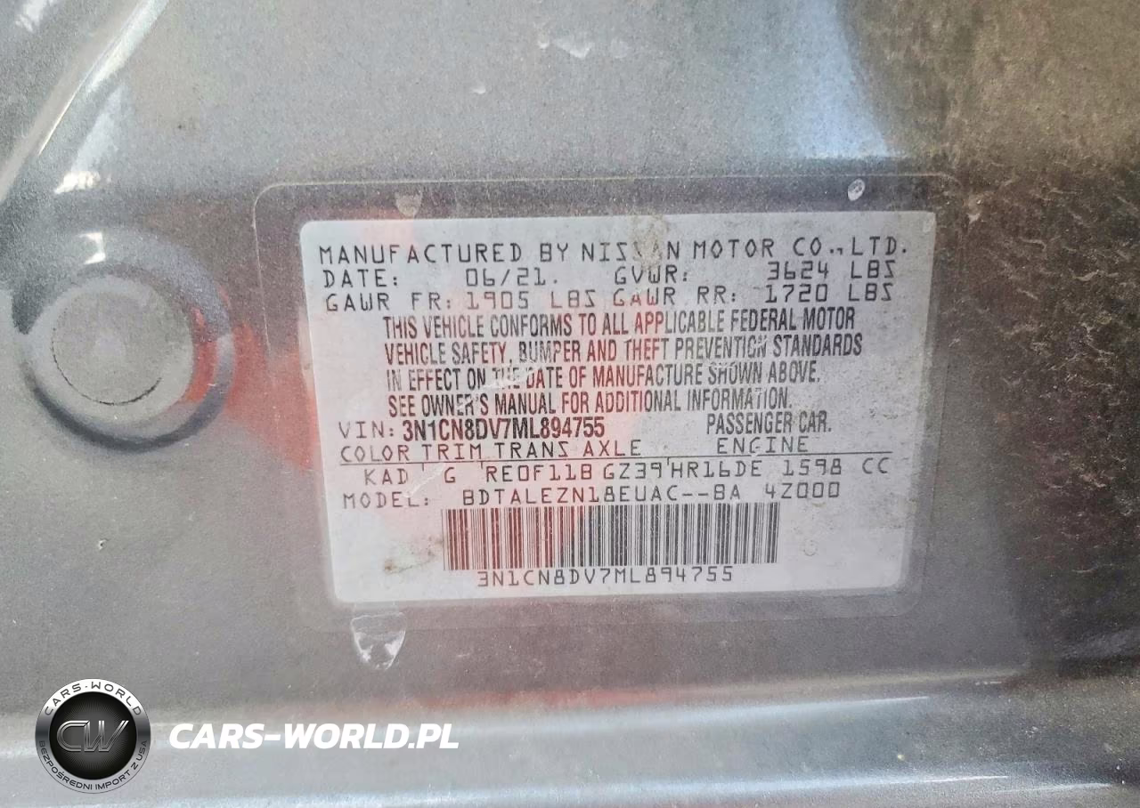 2021 Nissan Versa S VIN:3N1CN8DV7ML894755 - 12