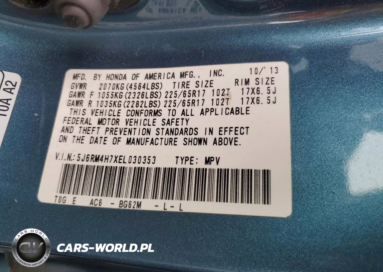 2014 Honda Cr-V Exl VIN:5J6RM4H7XEL030353 - 14