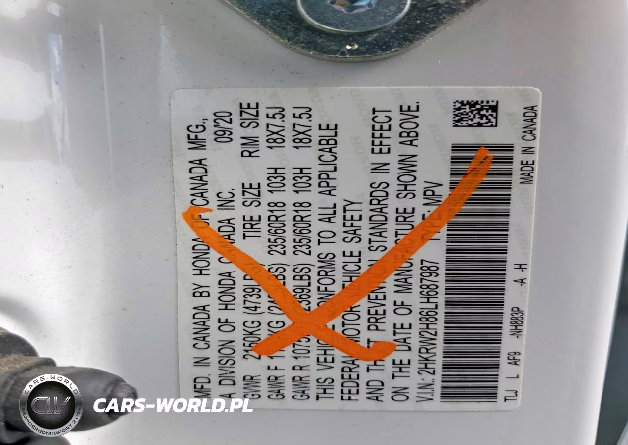 2020 Honda Cr-V Exl VIN:2HKRW2H86LH687987 - 13