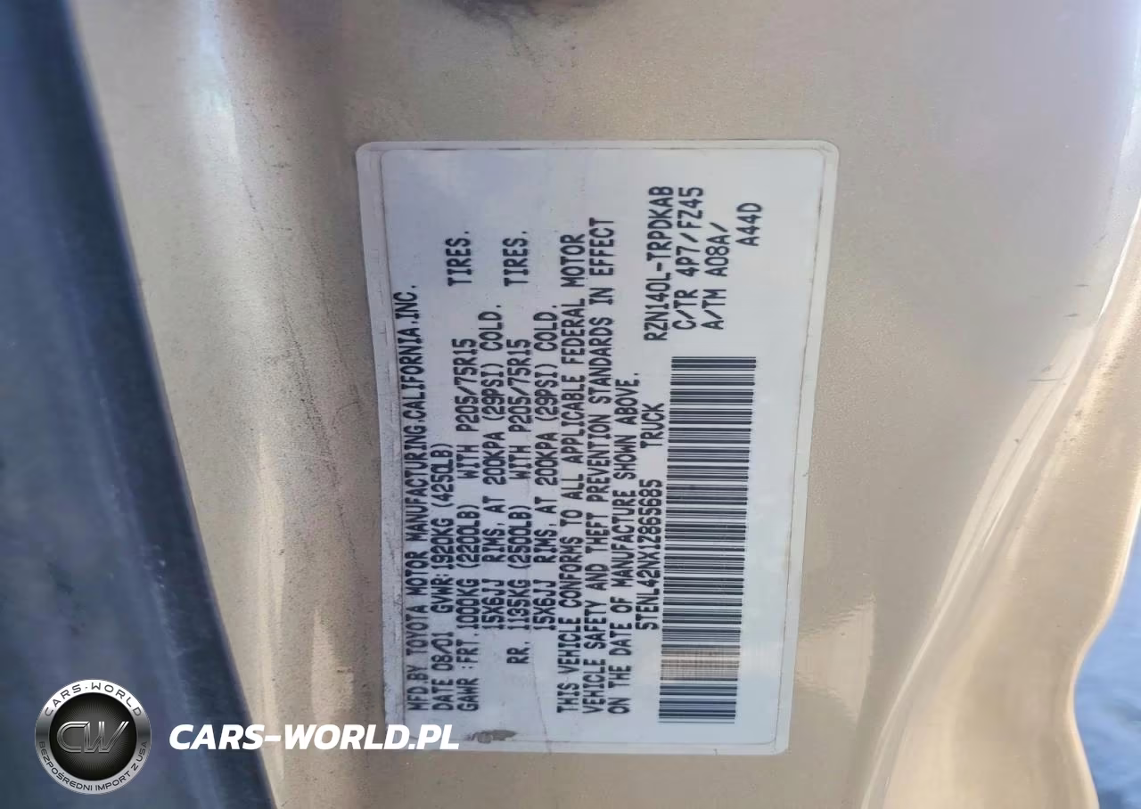 2001 Toyota Tacoma Base VIN:5TENL42NX1Z865685 - 12