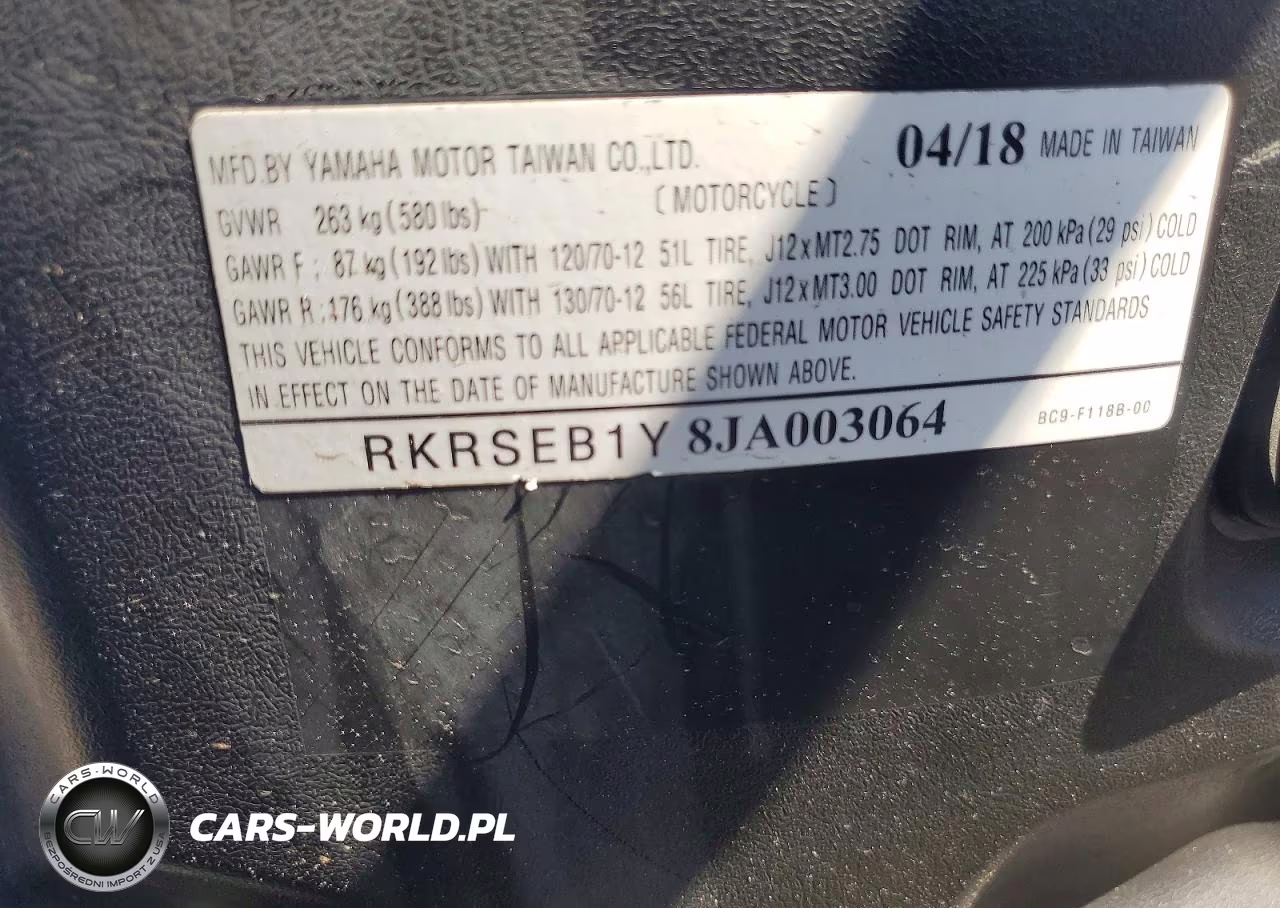 2018 Yamaha Yw125 VIN:RKRSEB1Y8JA003064 - 9