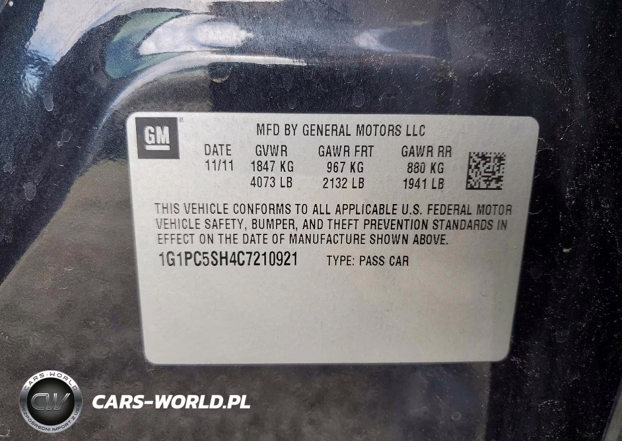 2012 Chevrolet Cruze Ls VIN:1G1PC5SH4C7210921 - 12