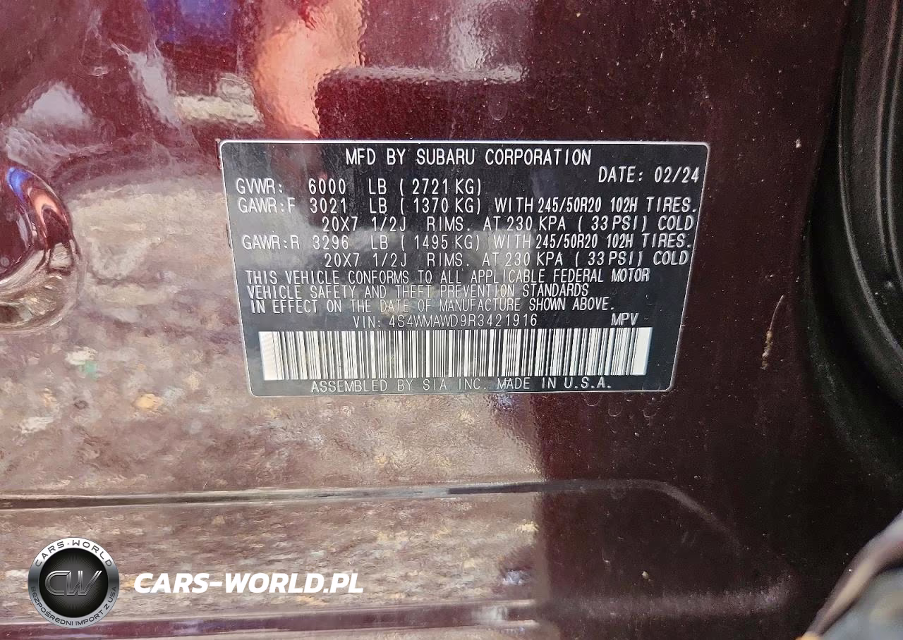 2024 Subaru Ascent Touring VIN:4S4WMAWD9R3421916 - 13