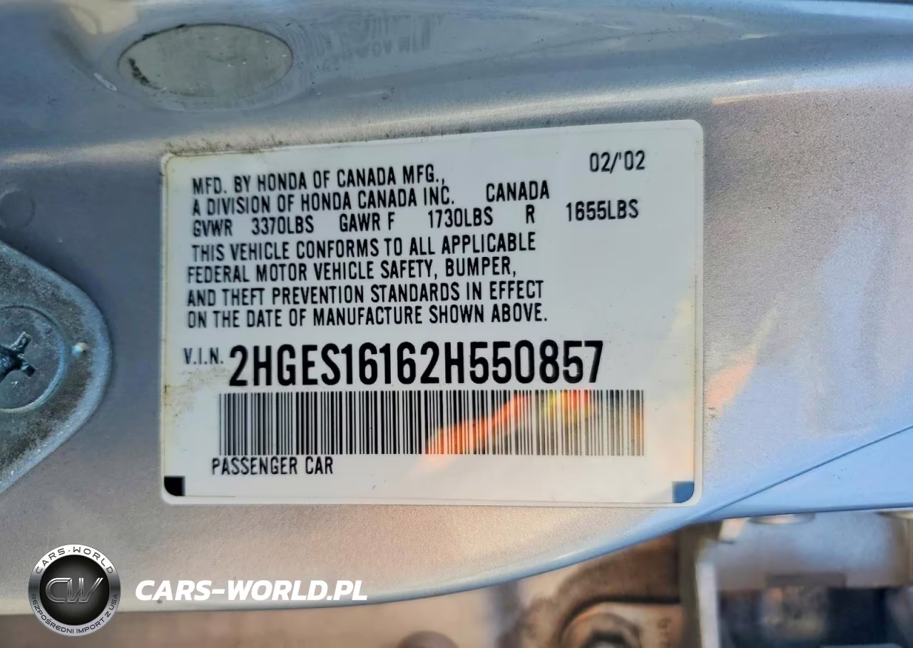 2002 Honda Civic Dx VIN:2HGES16162H550857 - 12