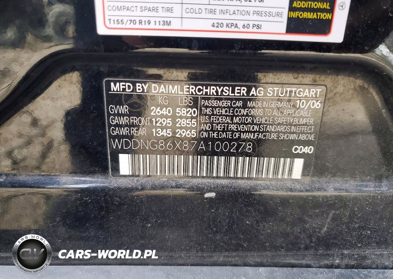 2007 Mercedes-Benz S 550 4Matic VIN:WDDNG86X87A100278 - 12