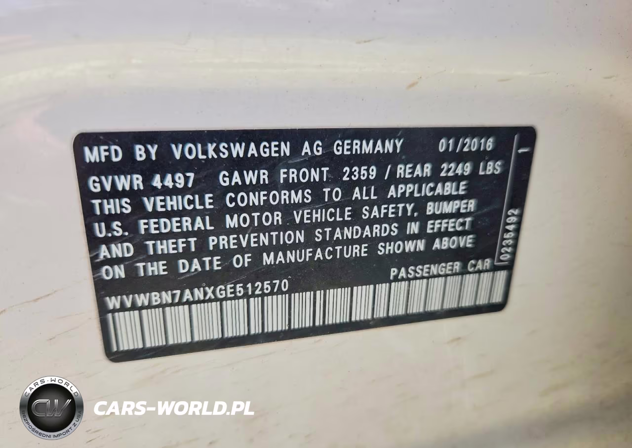 2016 Volkswagen Cc Base VIN:WVWBN7ANXGE512570 - 12