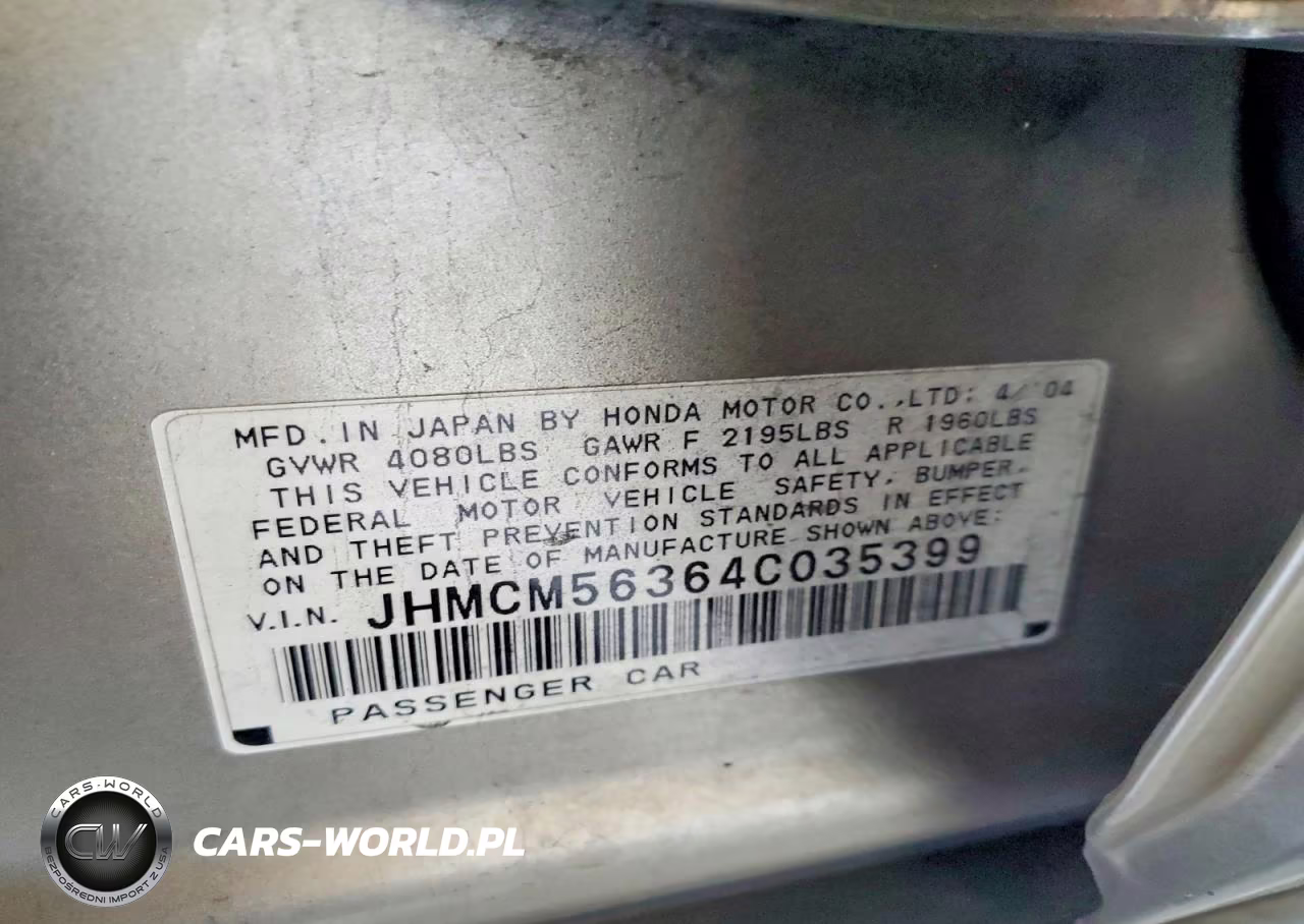 2004 Honda Accord Lx VIN:JHMCM56364C035399 - 12