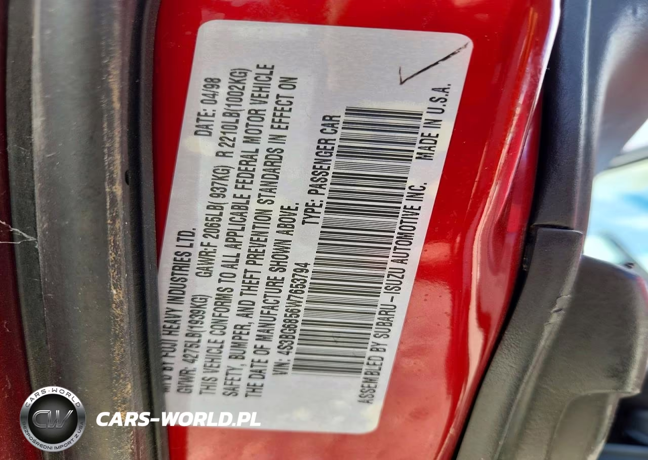 1998 Subaru Legacy 30Th Anniversary Outback VIN:4S3BG6856W7653794 - 12