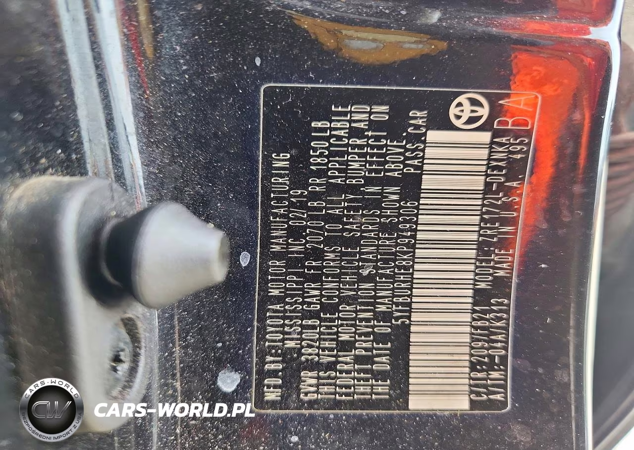 2019 Toyota Corolla Le VIN:5YFBURHE8KP949306 - 12