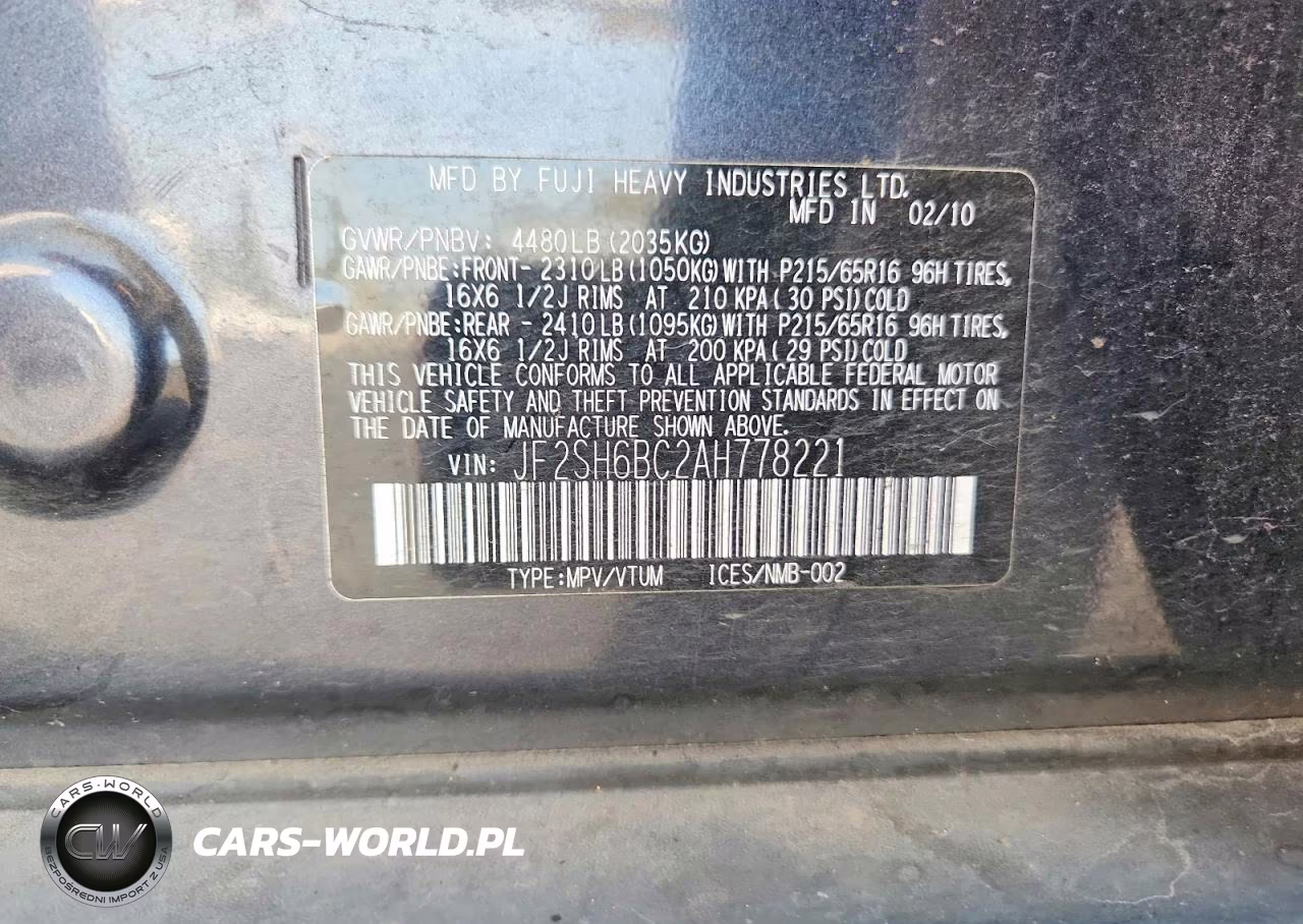 2010 Subaru Forester Xs VIN:JF2SH6BC2AH778221 - 12