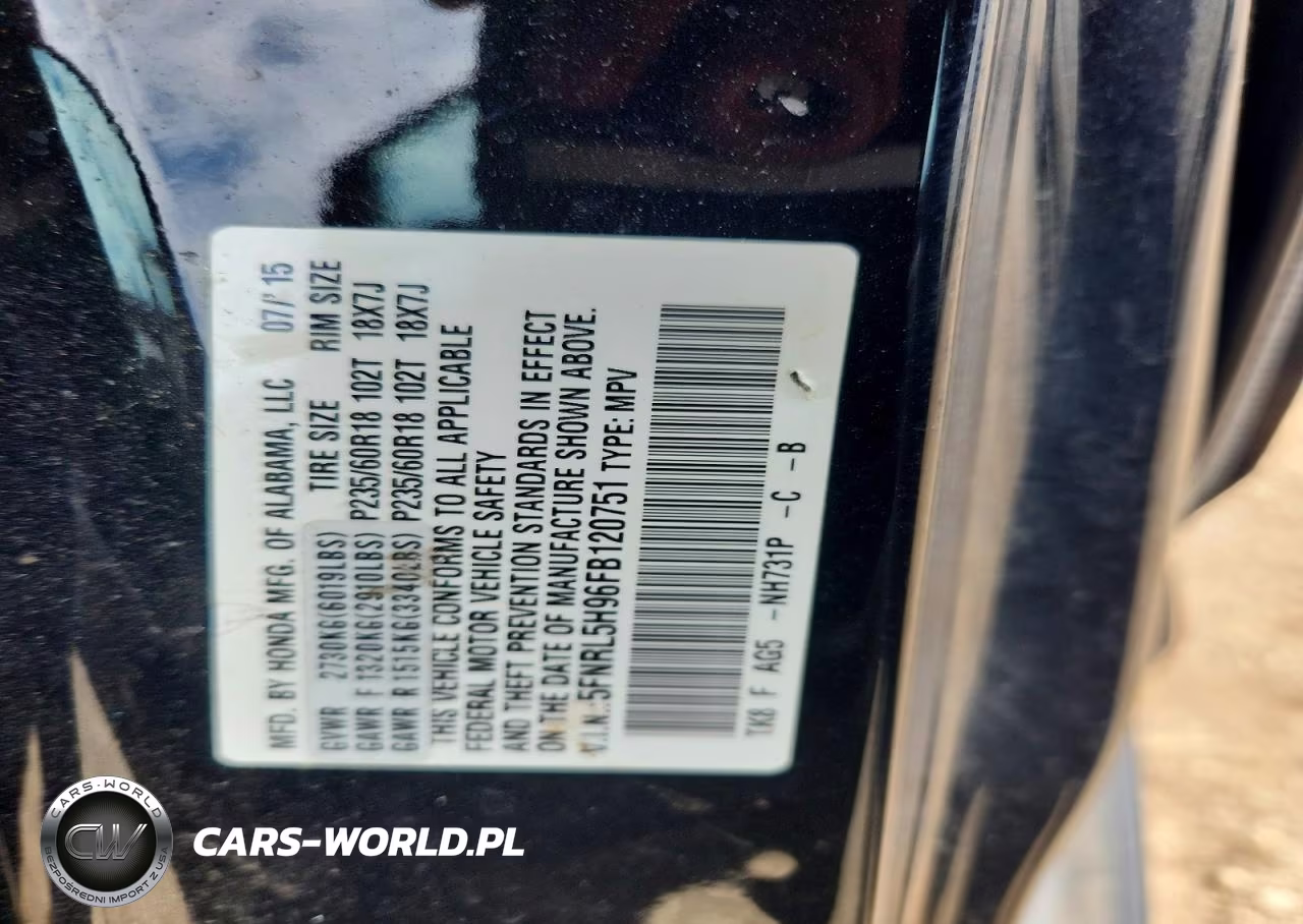 2015 Honda Odyssey Touring VIN:5FNRL5H96FB120751 - 13