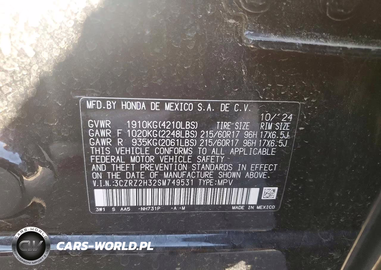 2025 Honda Hr-V Lx VIN:3CZRZ2H32SM749531 - 12