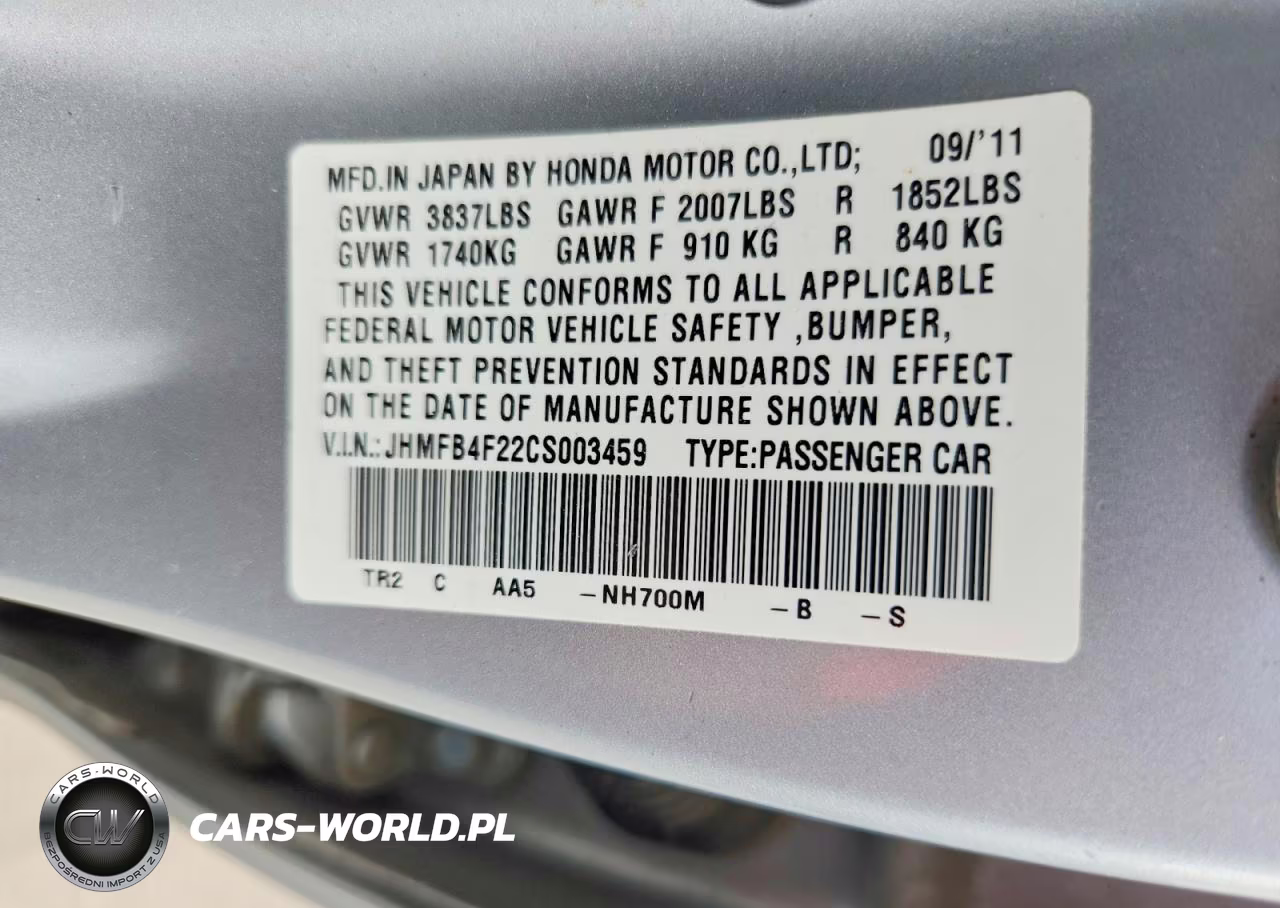2012 Honda Civic Hybrid VIN:JHMFB4F22CS003459 - 12