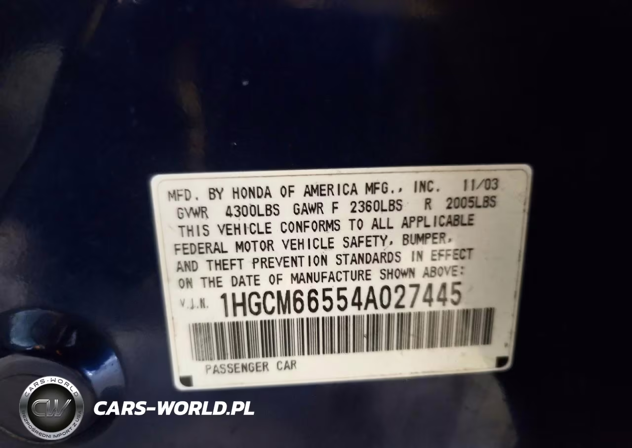 2004 Honda Accord Ex VIN:1HGCM66554A027445 - 12