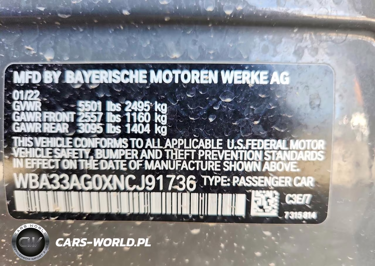 2022 BMW 530Xe VIN:WBA33AG0XNCJ91736 - 12