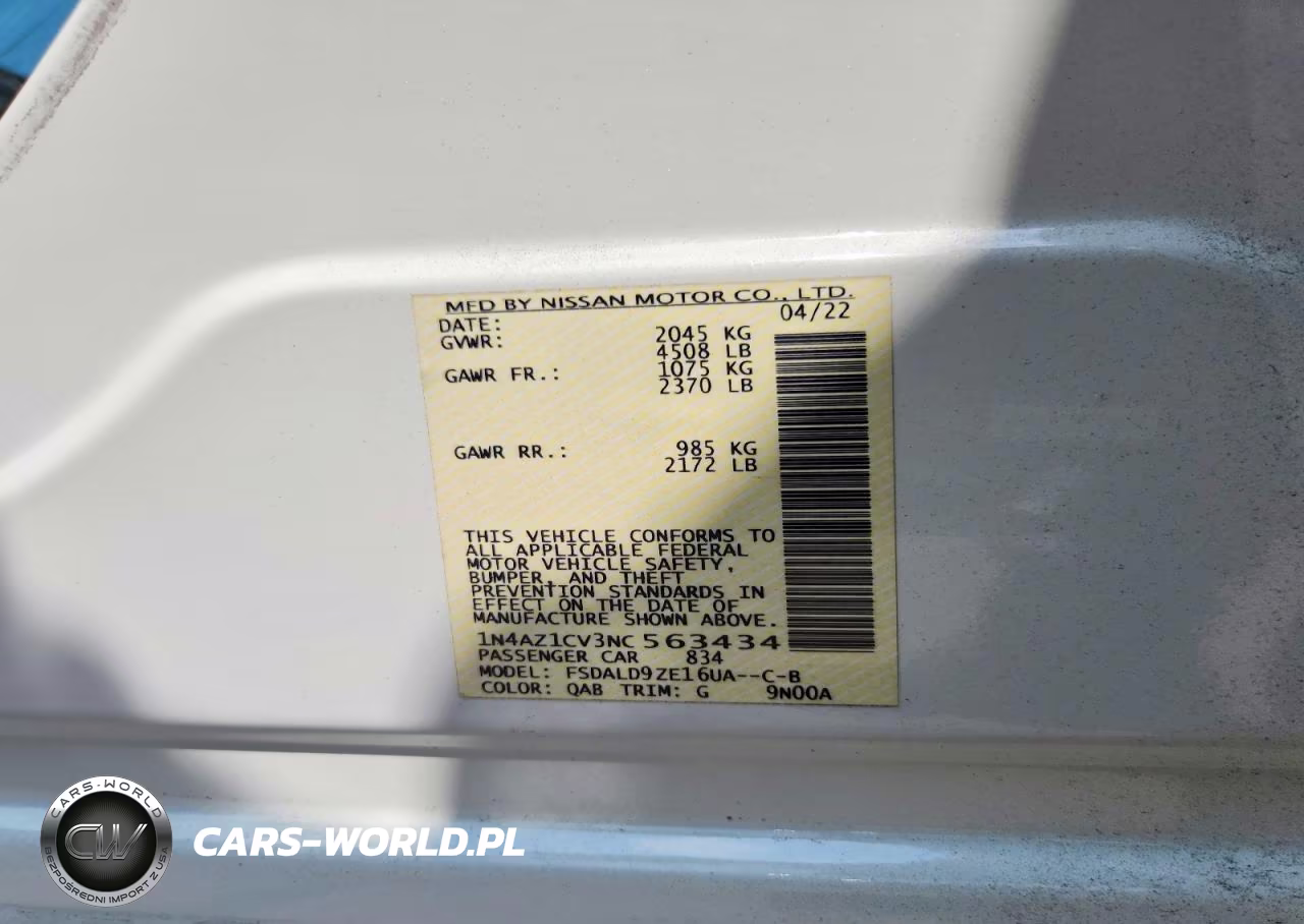 2022 Nissan Leaf Sv VIN:1N4AZ1CV3NC563434 - 13