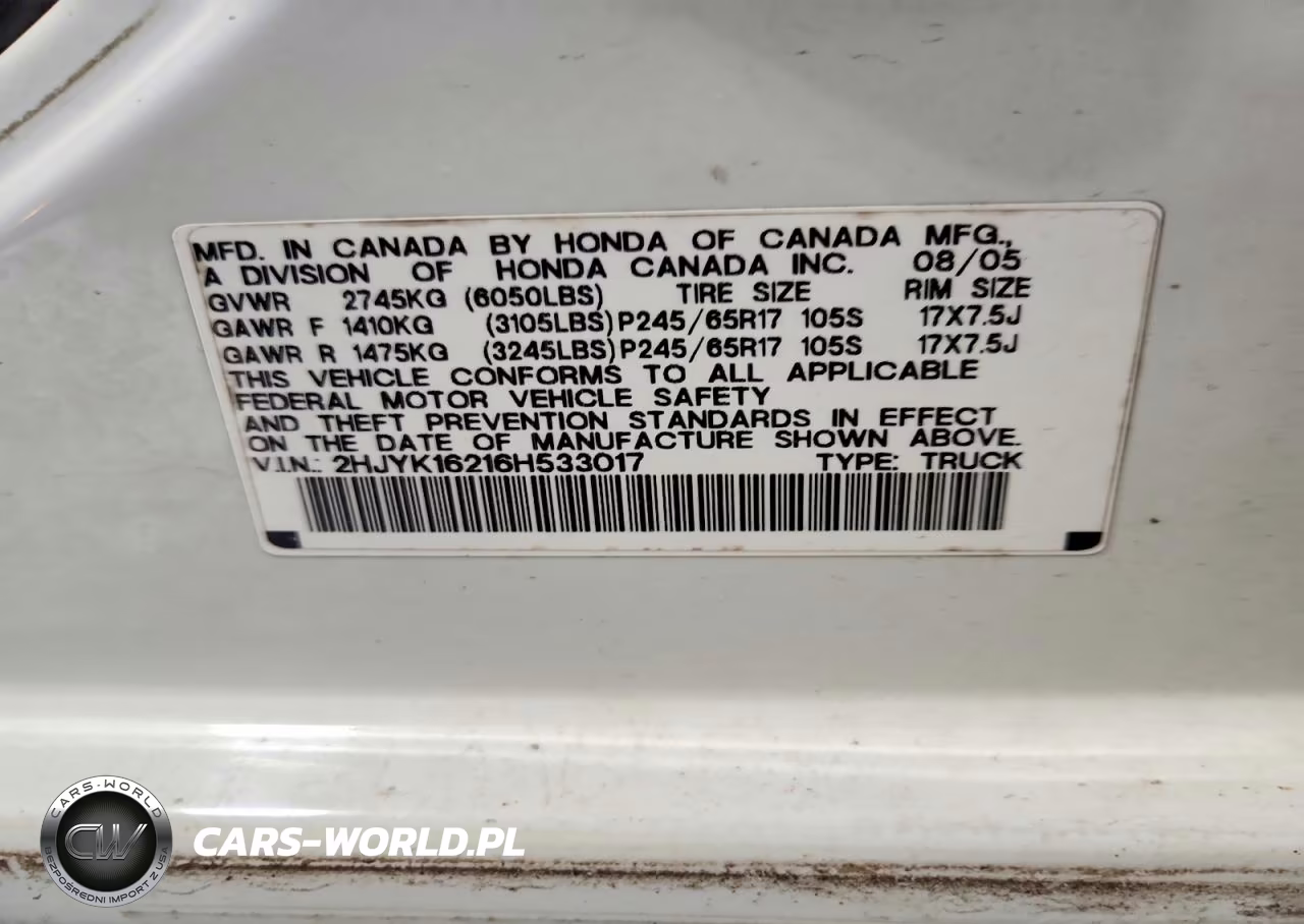 2006 Honda Ridgeline Rt VIN:2HJYK16216H533017 - 12