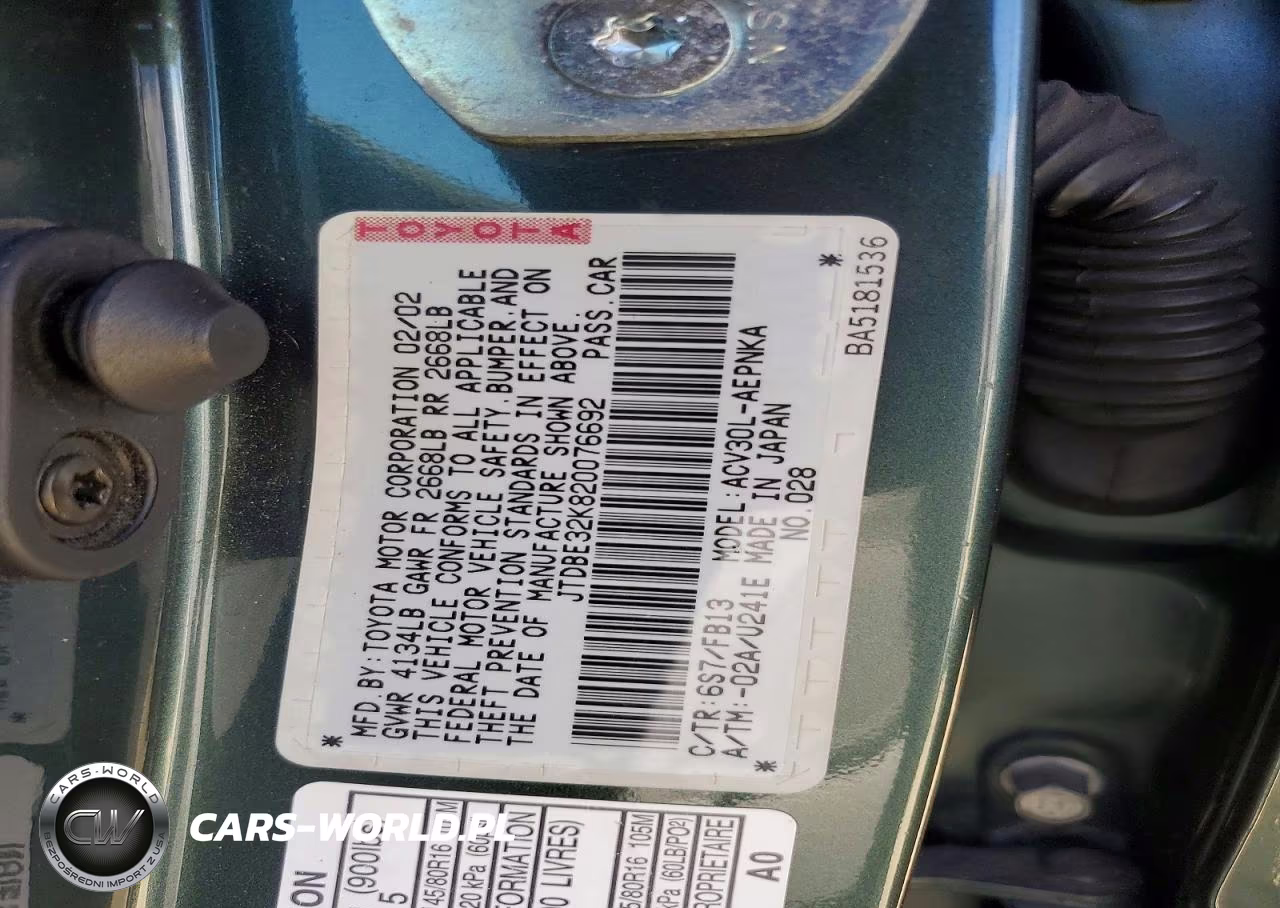 2002 Toyota Camry Le VIN:JTDBE32K820076692 - 12