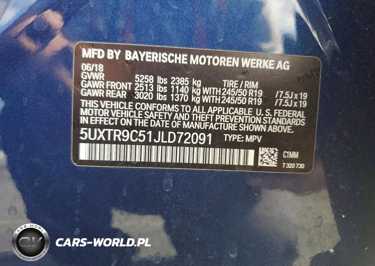 2018 BMW X3 xDrive30I VIN:5UXTR9C51JLD72091 - 13