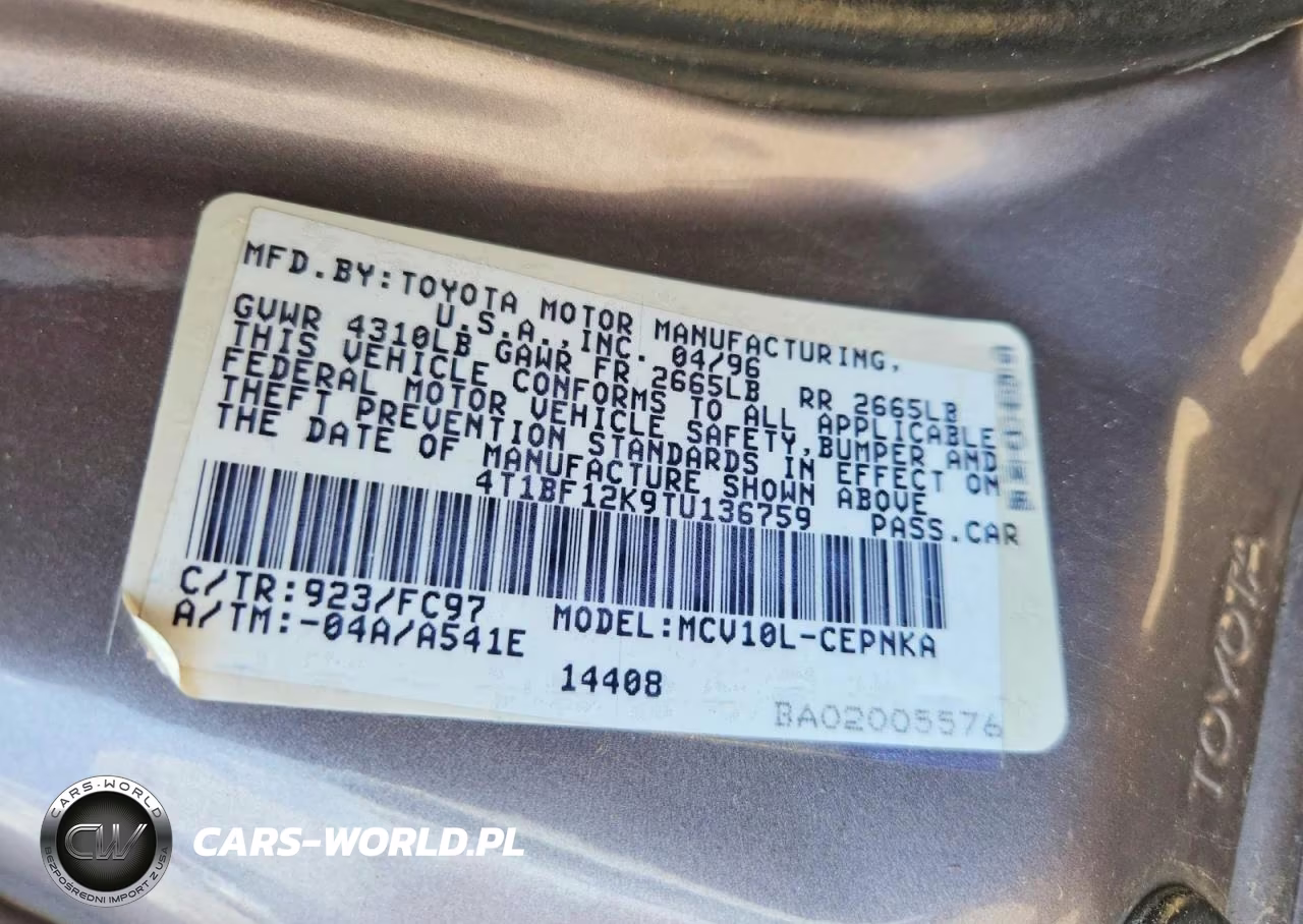 1996 Toyota Camry Le V6 VIN:4T1BF12K9TU136759 - 12