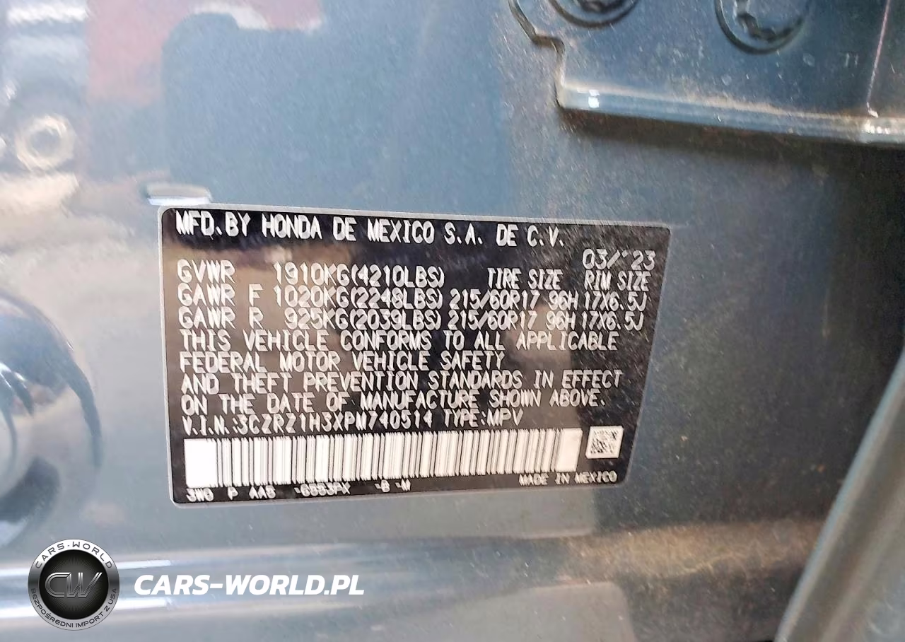 2023 Honda Hr-V Lx VIN:3CZRZ1H3XPM740514 - 12