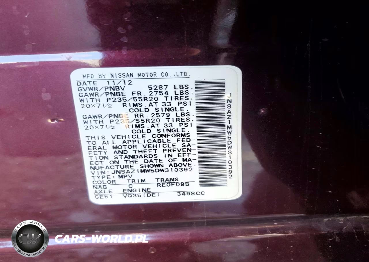 2013 Nissan Murano S VIN:JN8AZ1MW5DW310392 - 12