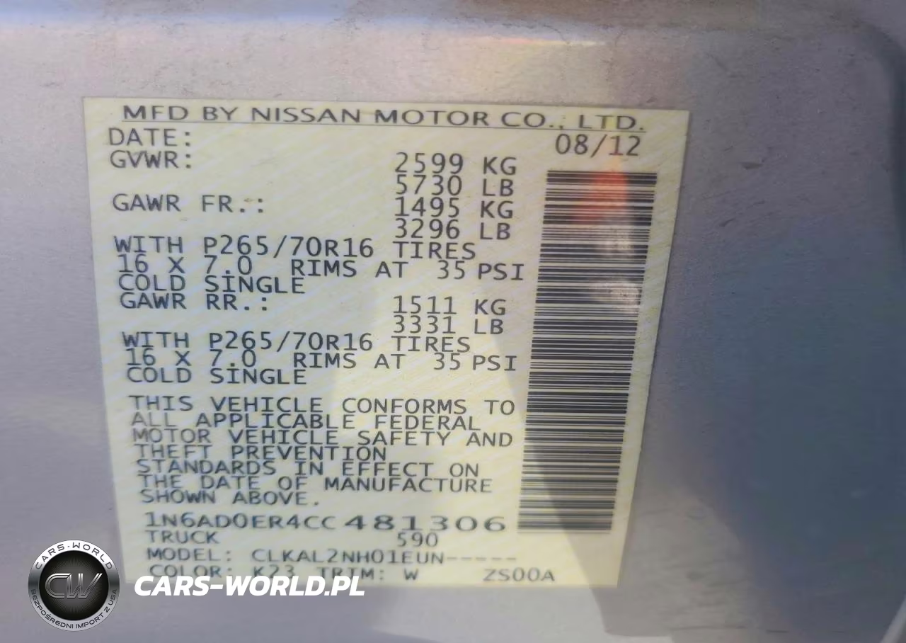 2012 Nissan Frontier S VIN:1N6AD0ER4CC481306 - 12